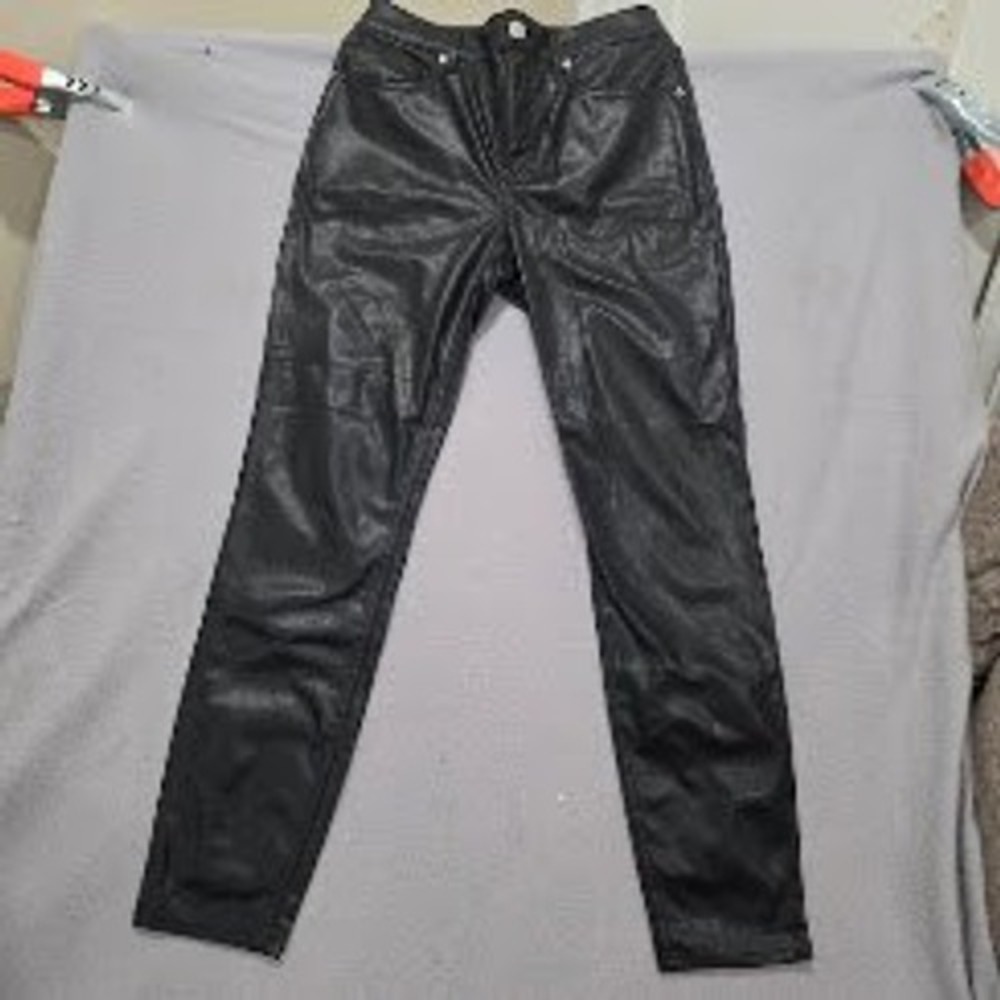 Express Faux Leather Pants Black High Rise Ankle Skinny Vegan Trousers Size 2